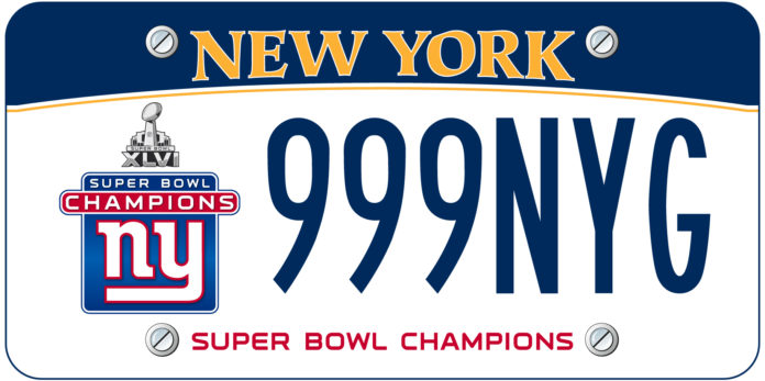 Giants Superbowl License Plate