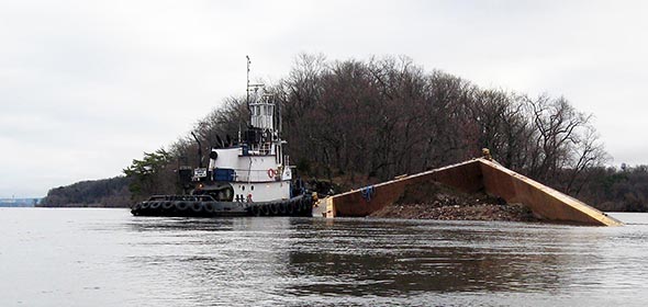 Barge runs aground