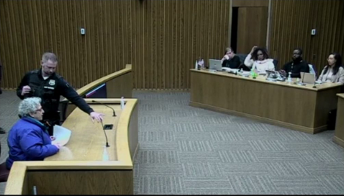 Poughkeepsie resident Laurie Sandow at Poughkeepsie City Council public comment